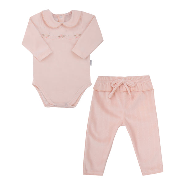 Conjunto Baby Paraiso Plush Bordado com Gola Picueta e Cós Clochard