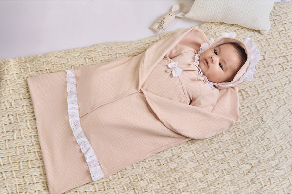 Saída Maternidade Paraiso 5 Peças Feminina Inverno Rosa Chá