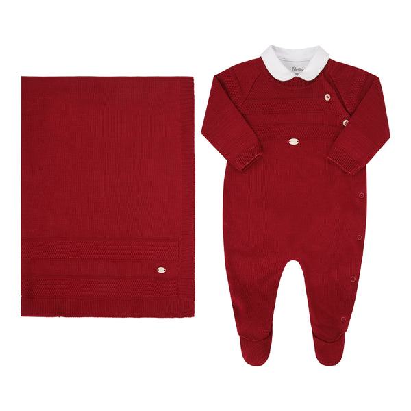 Saída Maternidade Paraiso Baby 3 Peças com Macacão Tricô e Body Conforto