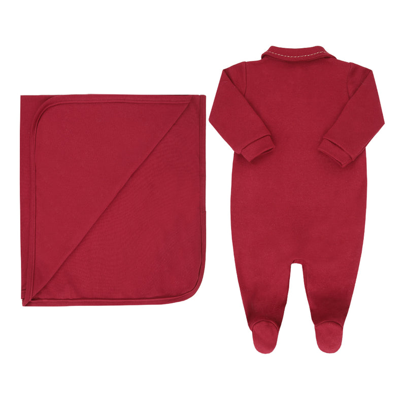 Saída Maternidade Paraiso Masculina com Bordado e Manta Elegante 2 Peças - Image 5
