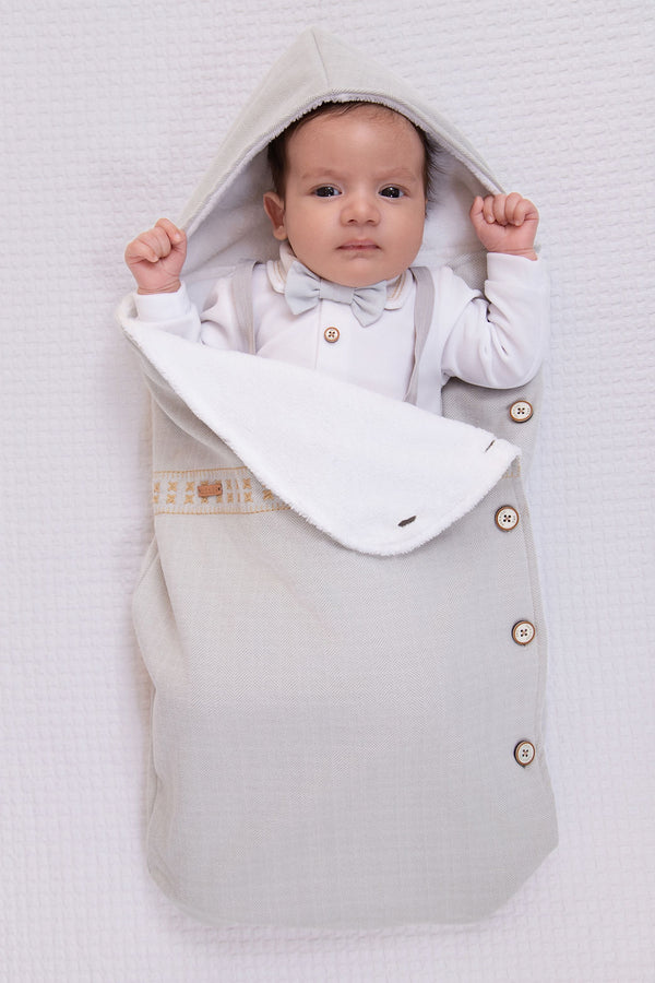 Saída Maternidade Paraiso Masculina Inverno 2 Peças Cinza Exclusiva