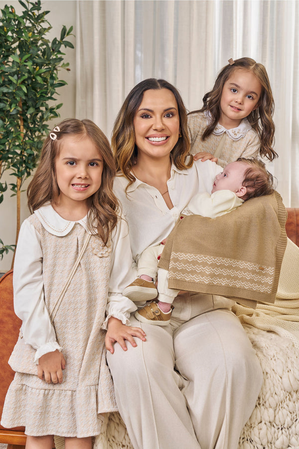 Saída Maternidade Paraiso 4 Peças Tricô e Plush Inverno RN-P Masculino