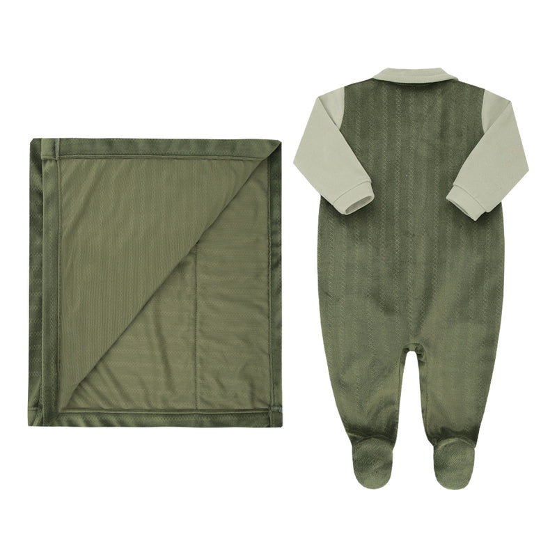 Saída Maternidade Paraiso Plush Zig-Zag com Macacão e Manta Masculina - Image 5