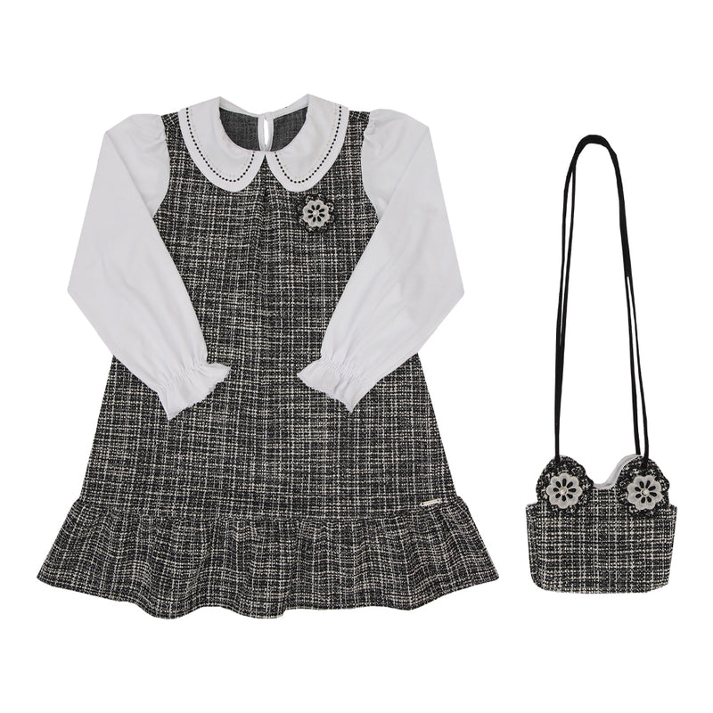 Vestido Paraiso Kids Cerimônia Manga Longa com Bolsa e Bordado 3D - Image 5