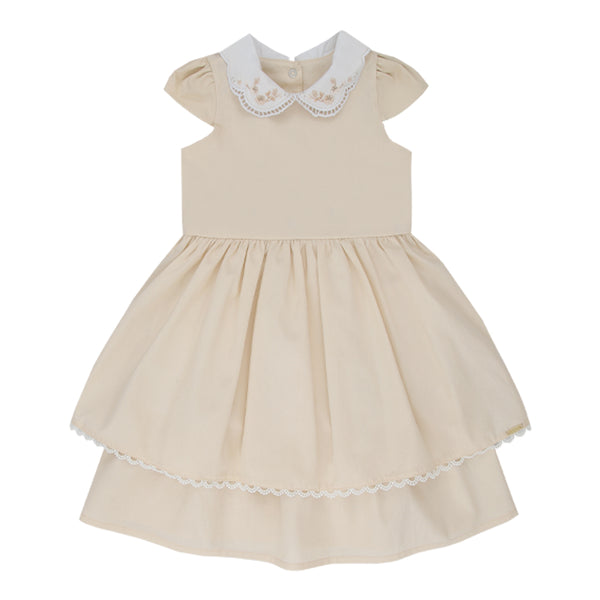 Vestido Paraiso Kids Cerimônia com Bordado e Renda Bege