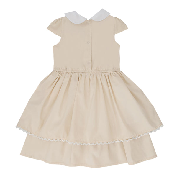 Vestido Paraiso Kids Cerimônia com Bordado e Renda Bege