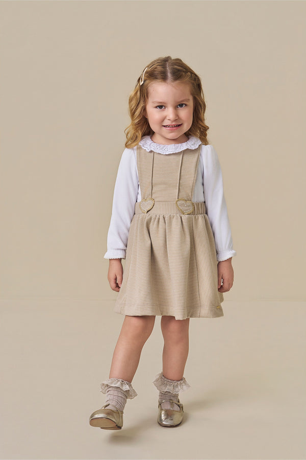 Vestido 2 Peças Paraiso Kids com Bordado Corações e Gola Laise
