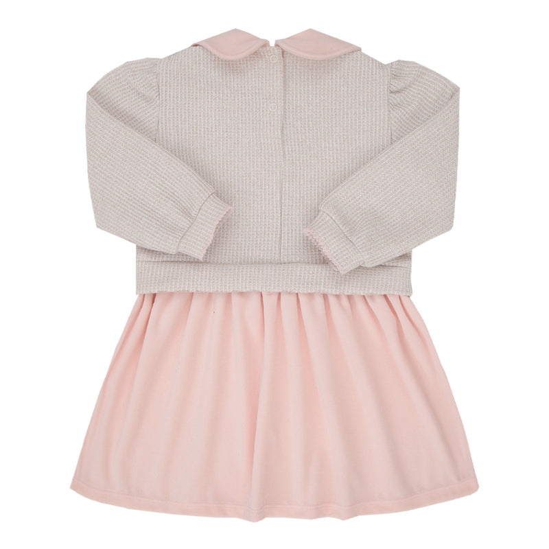 Vestido Paraiso Infantil Manga Longa com Bordado e Pérolas Bege - Image 2
