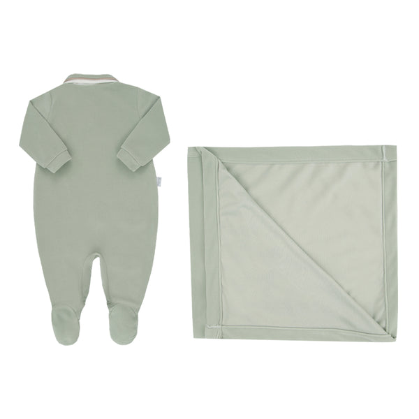 Saída Maternidade Paraiso Masculina Plush com Manta e Bordado Ursinho