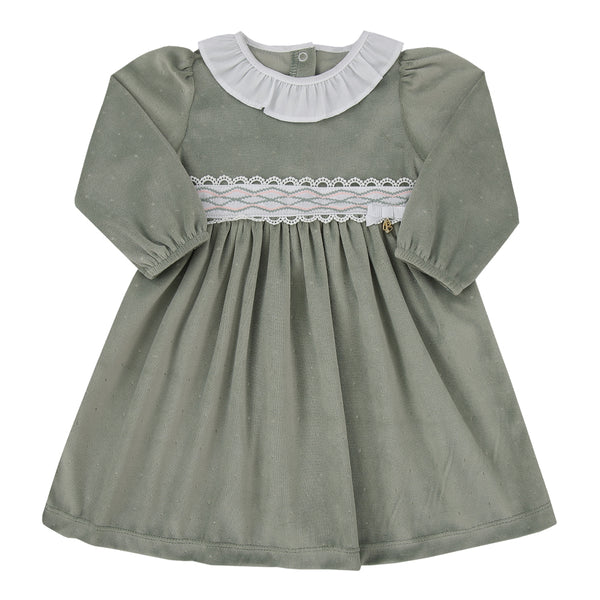 Vestido Paraiso Cerimônia Bebê Plush com Babado e Laço Exclusivo Inverno