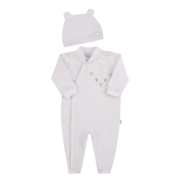 Macacão Longo Paraiso Filhotes com Touca Orelhinhas e Bordado Lúdico