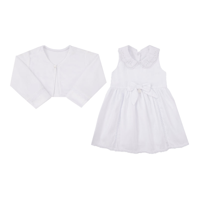 Vestido Cerimônia Paraiso com Bolero e Bordados para Batizado Branco Baby - Image 2