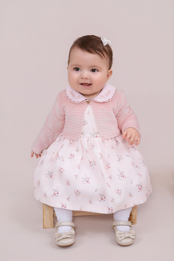 Vestido com Bolero Bordado Paraiso Inverno 2026 Estampa Exclusiva Baby