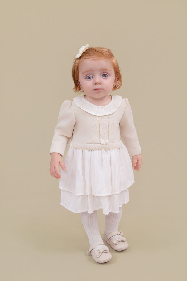 Vestido Cerimônia Paraíso com Babado, Pérolas e Florzinhas