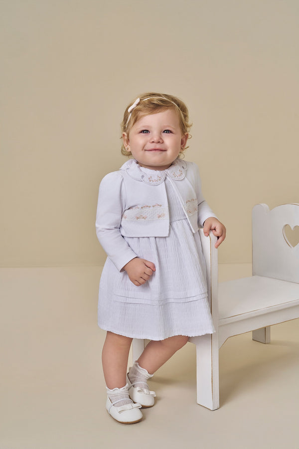 Vestido com Bolero Paraiso Cerimônia Gola Bordada e Bordado Floral