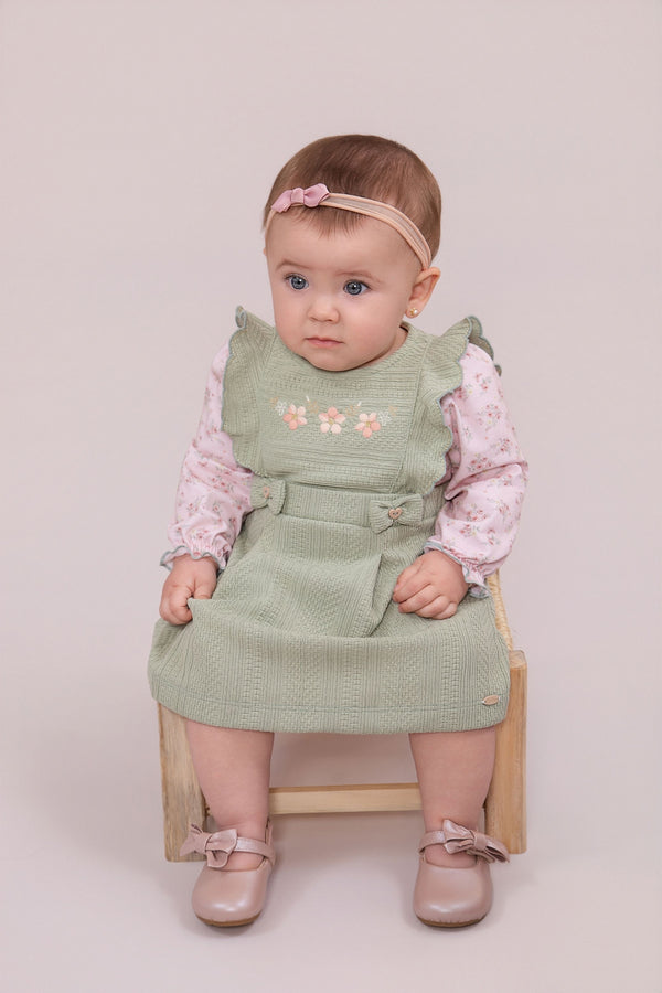 Vestido Paraiso Floral com Babados, Bordado e Laços Exclusivos