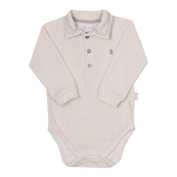Body Paraíso Plush Manga Longa com Gola Bordada para Bebê