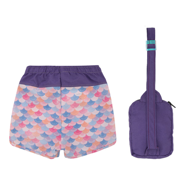 Shorts de Banho Feminino Paraiso com Bolsa Bag Lavanda