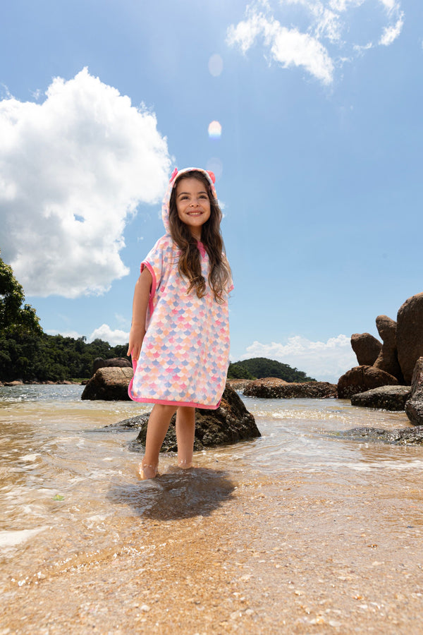 Roupão Infantil Paraiso com Capuz de Orelhinha e Felpa Macia