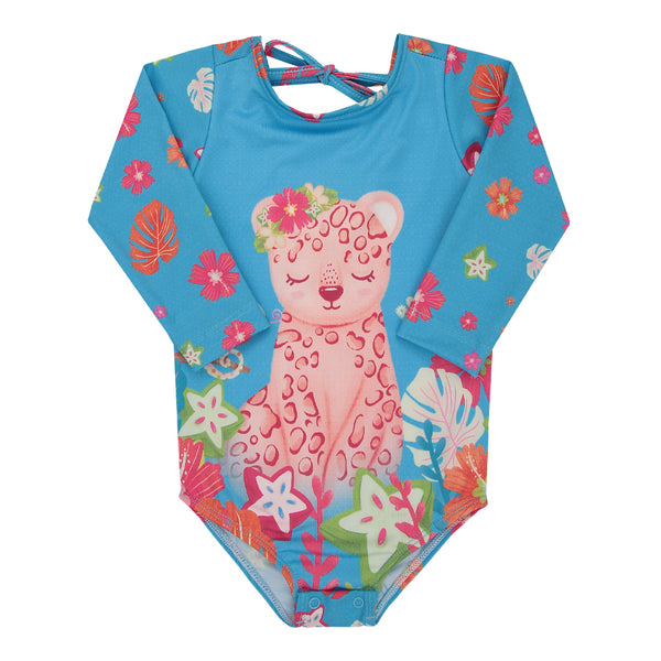 Maiô Manga Longa Paraiso com Proteção UV 50+ e Laço nas Costas