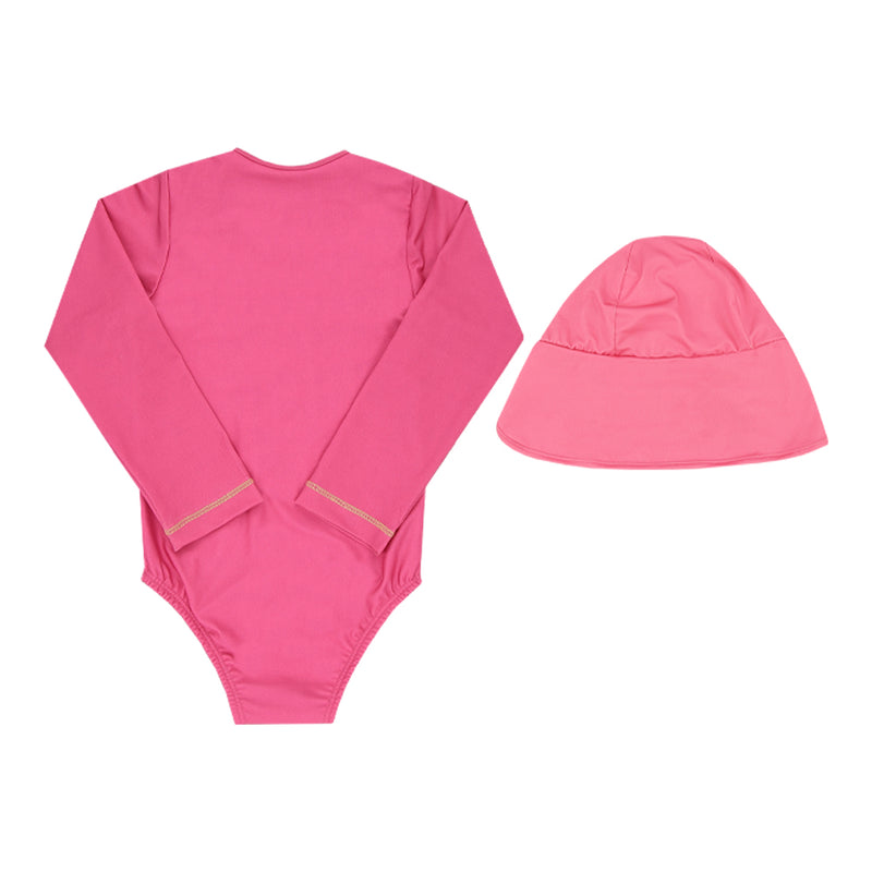 Maiô Manga Longa com Chapéu UV50+ Praia Feminino Paraiso Infantil - Image 5