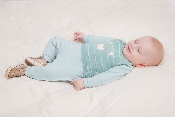 Macacão Longo Paraíso Filhotes Unissex com Pala Tricô e Bordado Lúdico