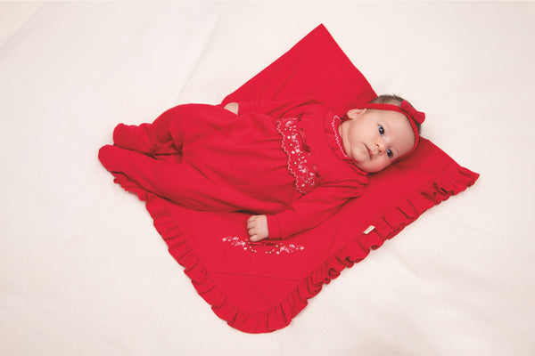 Saída Maternidade Paraíso Baby com Bordados e Manta Especial Feminina