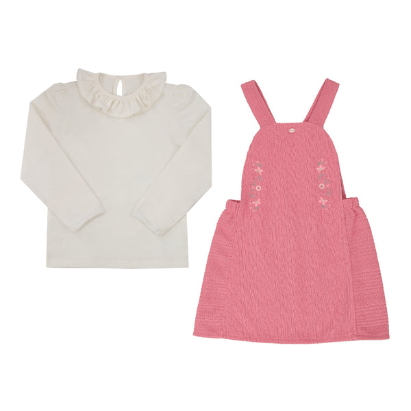 Vestido Paraiso Kids Meia Estação com Babado e Bordado Floral Exclusivo