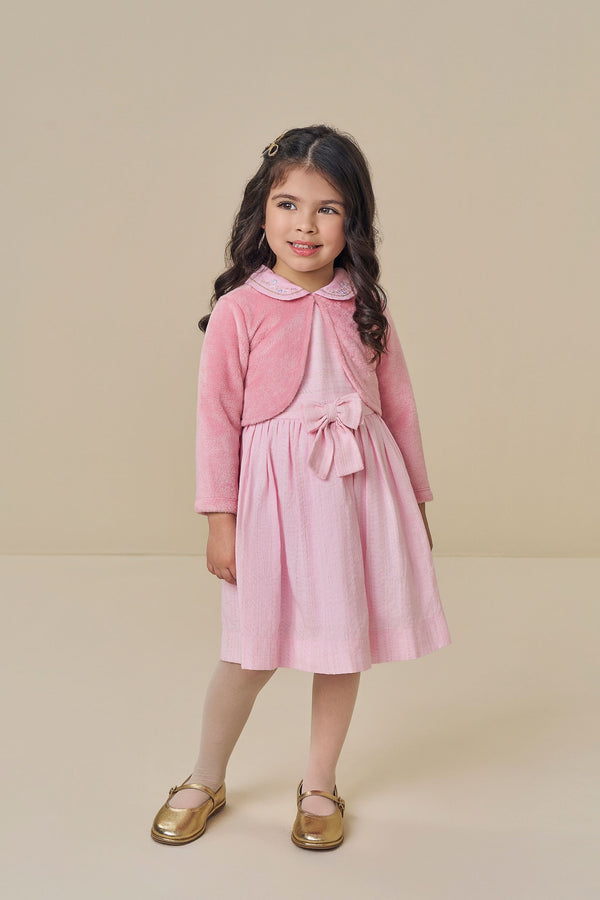 Vestido Cerimônia com Bolero Paraiso Kids Inverno Detalhe Bordado
