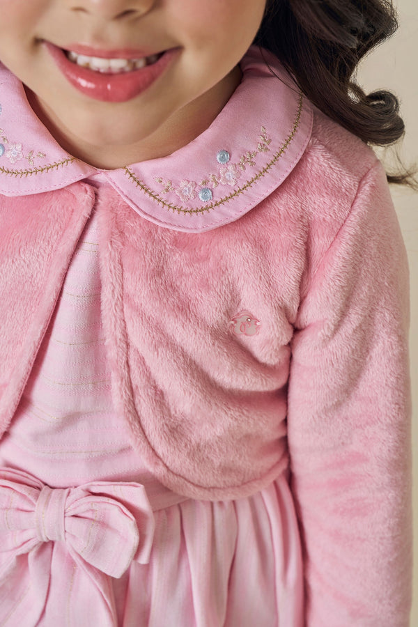 Vestido Cerimônia com Bolero Paraiso Kids Inverno Detalhe Bordado
