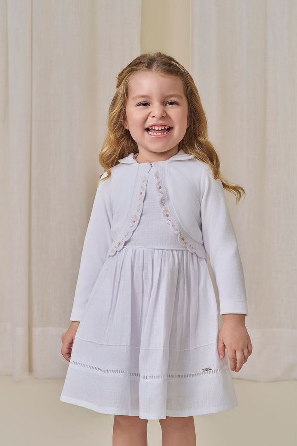 Vestido Festa Manga Copinho com Bolero Plush Paraiso Kids Inverno