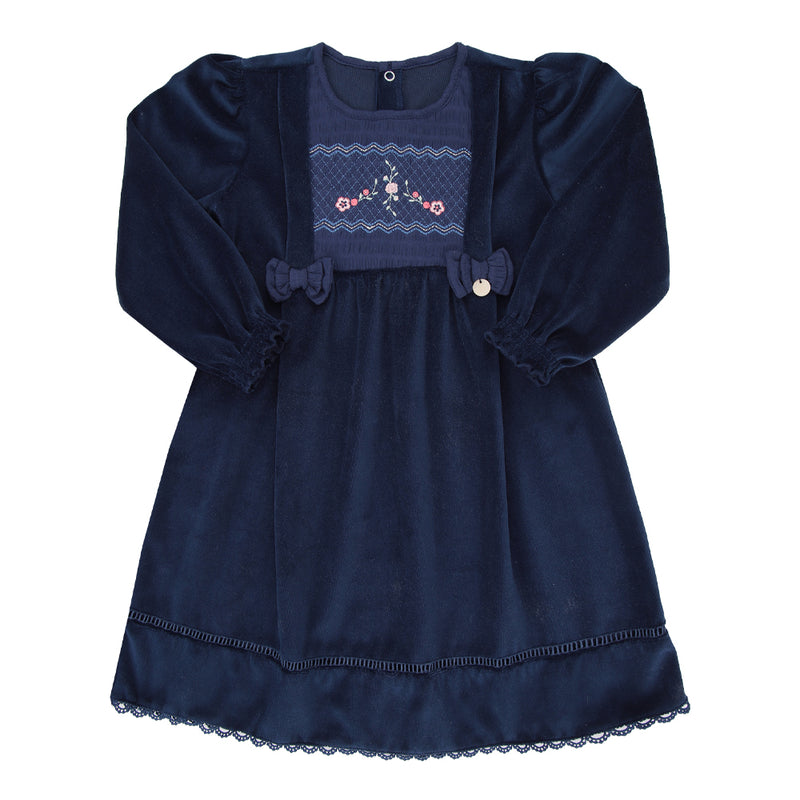 Vestido Paraiso Infantil Plush Bordado Floral e Laços Manga Longa - Image 2