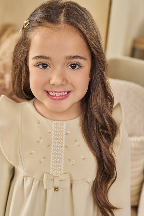 Vestido Paraiso Kids Tricô Babado Godê e Laço com Pingente Exclusivo