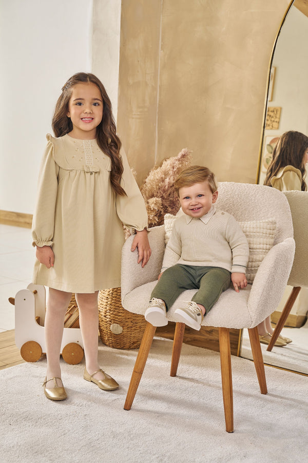 Vestido Paraiso Kids Tricô Babado Godê e Laço com Pingente Exclusivo