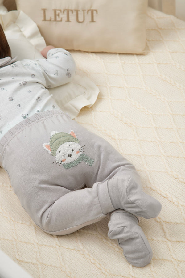 Conjunto Baby Letut 3 Peças com Body Estampa Digital e Babador Bordado