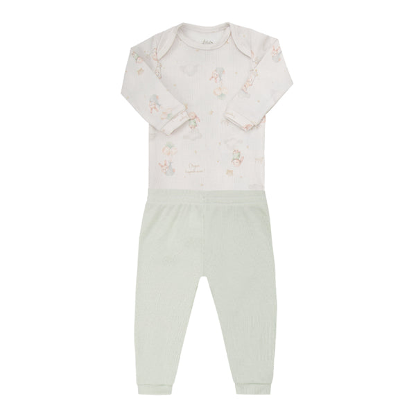 Conjunto Baby Manga Longa Letut Amamentação Ribana Expansível