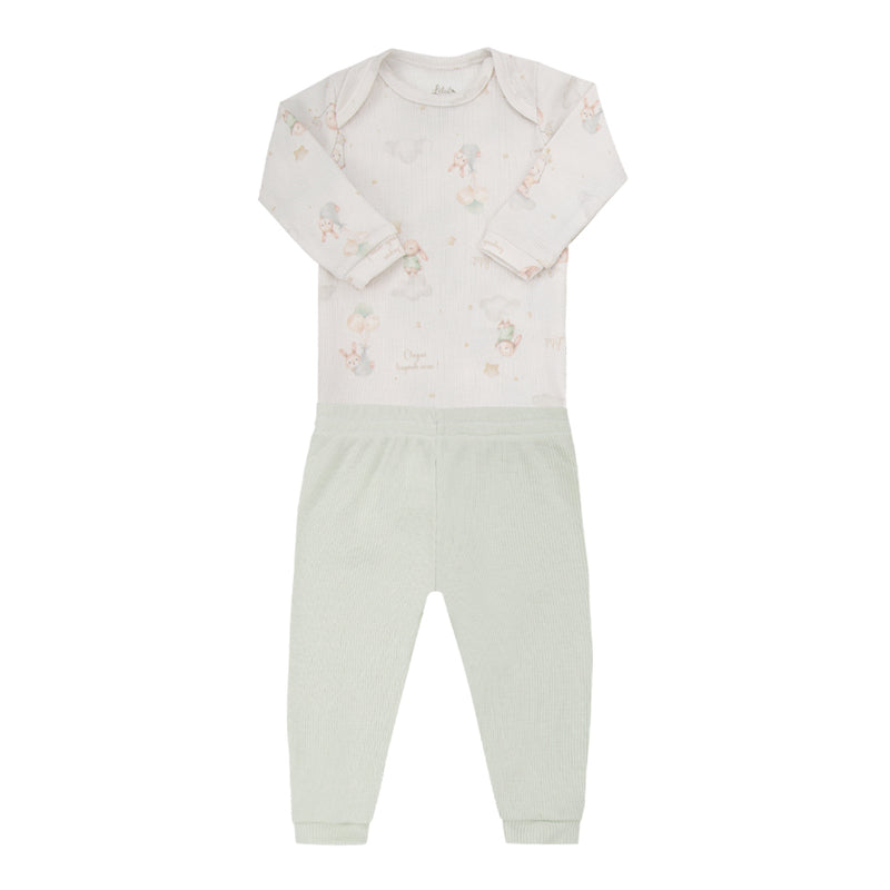 Conjunto Baby Manga Longa Letut Amamentação Ribana Expansível Meia Estação Letut LT11019 - Image 2