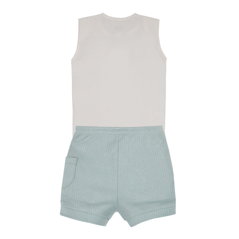 Conjunto Baby Letut Manga Curta com Bordado e Shorts Suedine Masculino - Image 5