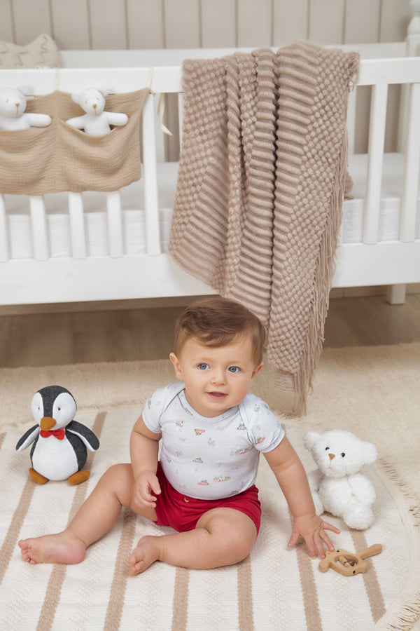 Conjunto Baby Letut Manga Curta Body Estampado e Shorts com Botões