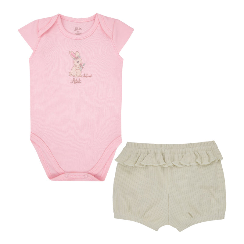 Conjunto Baby Letut Coelhinha Bordado com Shorts Babado Algodão - Image 2