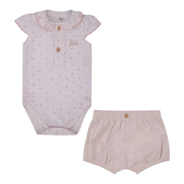 Conjunto Baby Letut com Body Babado Floral e Shorts Conforto