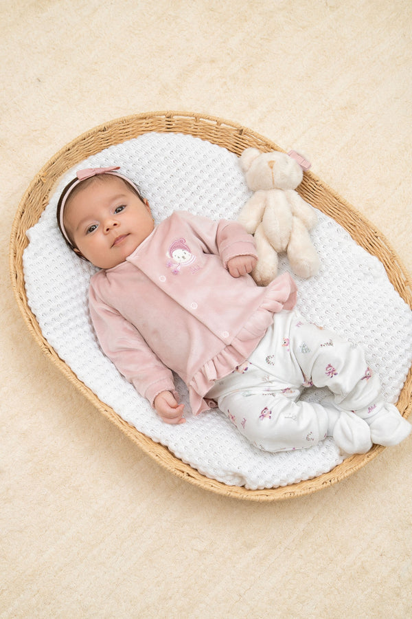 Conjunto Baby Letut Bordado Plush com Body e Calça Exclusivos
