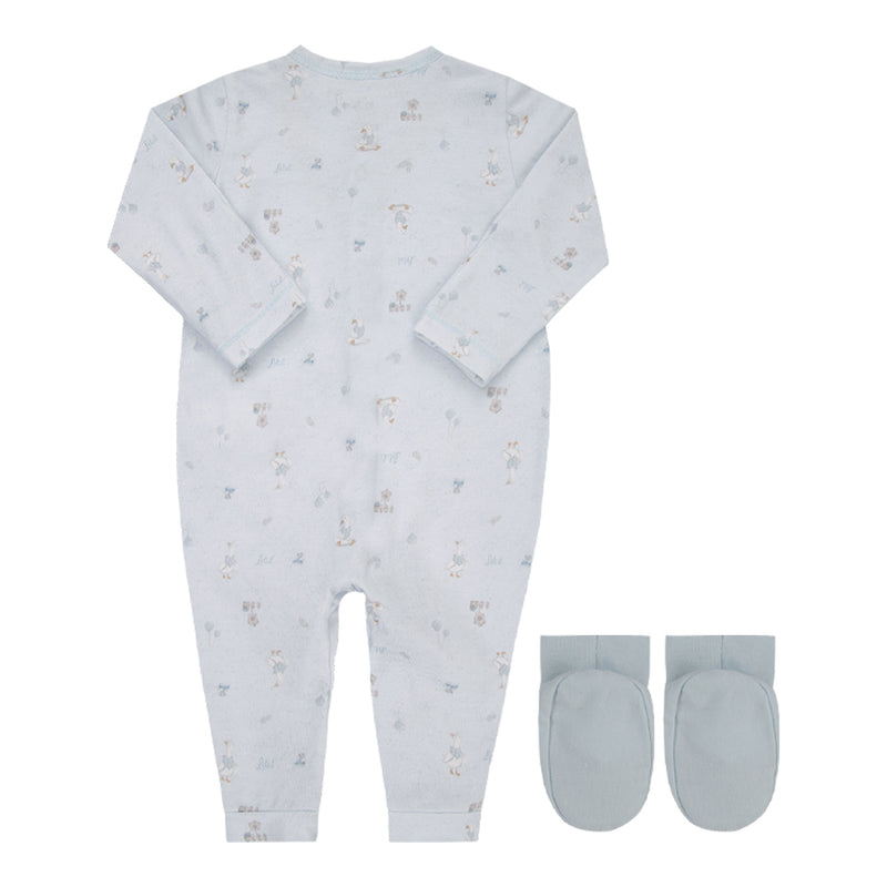 Kit Prematuro Bebê Menino Letut com Macacão Longo e Sapatinho Bordado LT19619 - Image 2