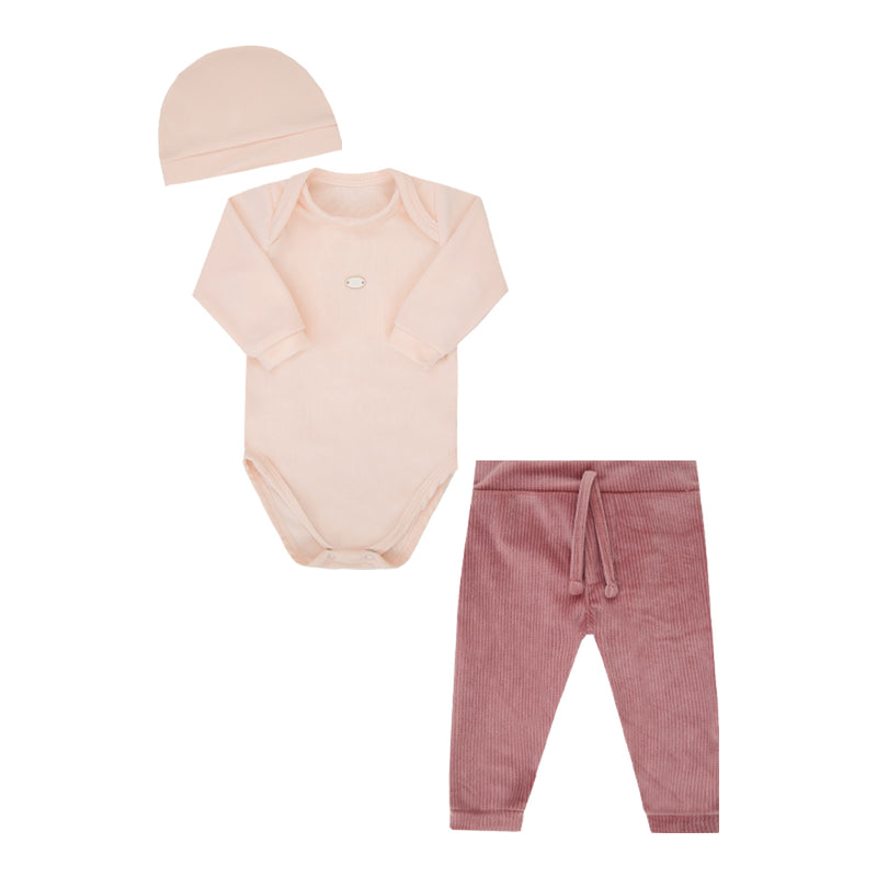 Conjunto Body e Calça com Touca Recém-Nascido Letut Inverno 3 Peças Plush Macio Unissex - LT19614 - Image 2