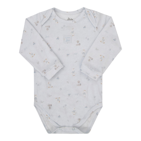 Body Longo Masculino Letut Baby com Estampa Exclusiva e Etiqueta Personalizada