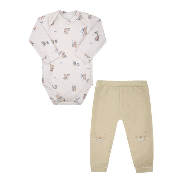 Conjunto Baby Letut Inverno Plush Ursinhos e Bordado Artesanal Masculino