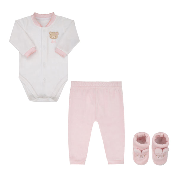 Conjunto Baby Letut Inverno Plush 3 Peças com Bordado e Acabamento Delicado
