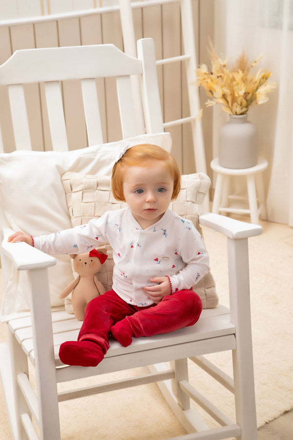 Conjunto Baby Letut Plush Floral com Casaco Abertura Frontal e Calça