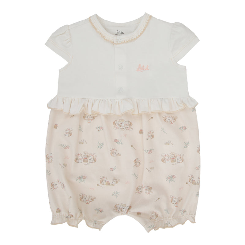 Macacão Curto Letut Bebê Feminino com Babado Ombro e Malha Conforto Verão Letut LT19679 - Image 2