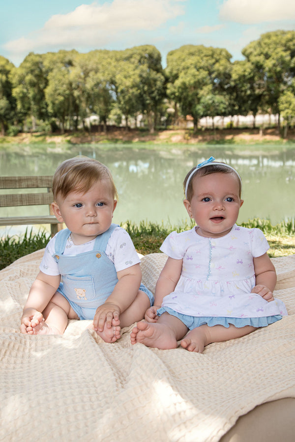 Vestido Infantil Feminino Malha Conforto com Manga Copinho e Shortinho Tapa-Fralda Incluso